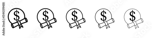 Scholarship icon vector outline set illustration sign