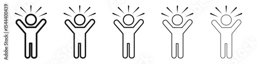 Self confidence icon vector outline set illustration sign