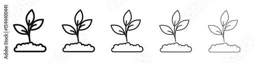 Seedling in soil icon vector outline set illustration sign