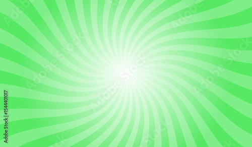 Abstract stoplight go green background with rays retro starburst. Spiral radial striped backdrop design. Sunset light retro design. Vintage sunrays swirl sun beam pattern.