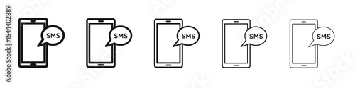 SMS icon vector outline set illustration sign