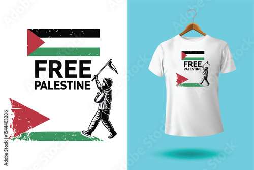 free free palestine flag t-shirt design vector banner