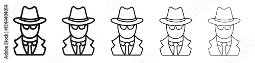 Spy icon vector outline set illustration sign