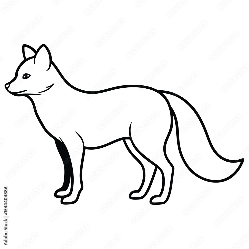 Fototapeta premium Outline vector illustration of a standing fox in side profile