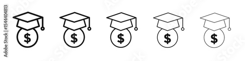 Student Support with Money icon vector outline set illustration sign
