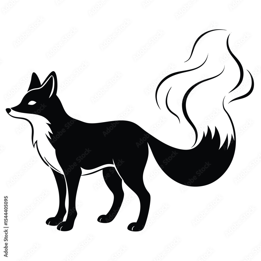 Fototapeta premium Black and White Stylized Fox Illustration Vector