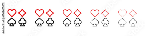 Suit playing card icon vector outline set illustration sign