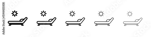 Sun bed icon vector outline set illustration sign