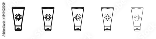 Sun cream icon vector outline set illustration sign