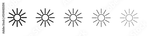 Sun icon vector outline set illustration sign