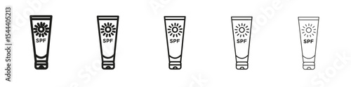 Suntan cream icon vector outline set illustration sign