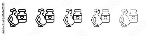Supplements for pregnant women icon vector outline set illustration sign
