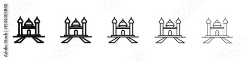 Taj Mahal palace icon vector outline set illustration sign