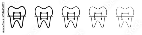 teeth Braces icon vector outline set illustration sign
