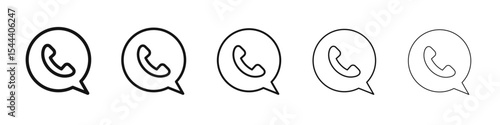 Telephone phone call icon vector outline set illustration sign