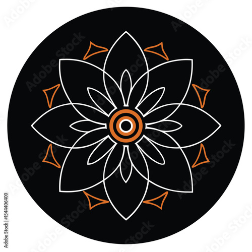 Vibrant circular mandala design in cmyk and rgb