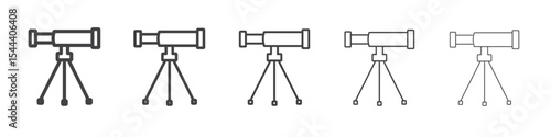 Telescope Icon vector outline set illustration sign