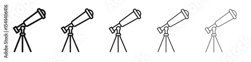 Telescope on tripod icon vector outline set illustration sign