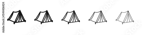Tent icon vector outline set illustration sign