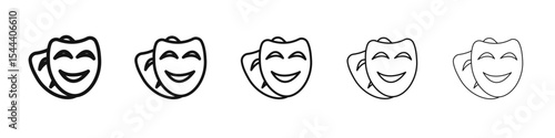 Theatrical mask icon vector outline set illustration sign