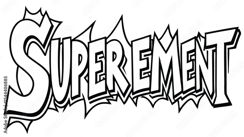 Fototapeta premium Illustration of the word superement with a comic book style outline and jagged edges design element