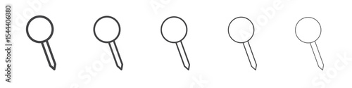 Thumbtack icon vector outline set illustration sign