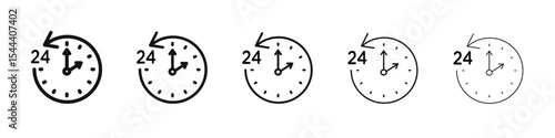 Time twenty four icon vector outline set illustration sign