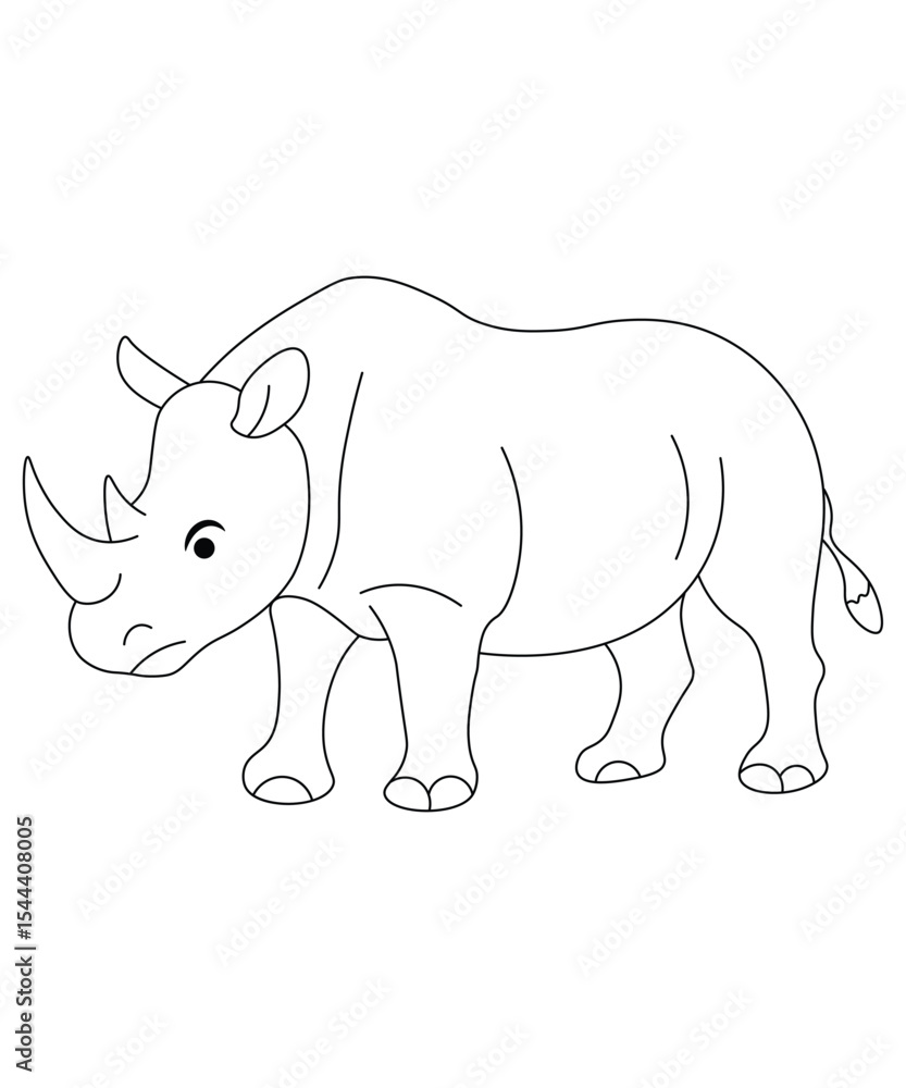 Obraz premium Rhinoceros Line Art Illustration