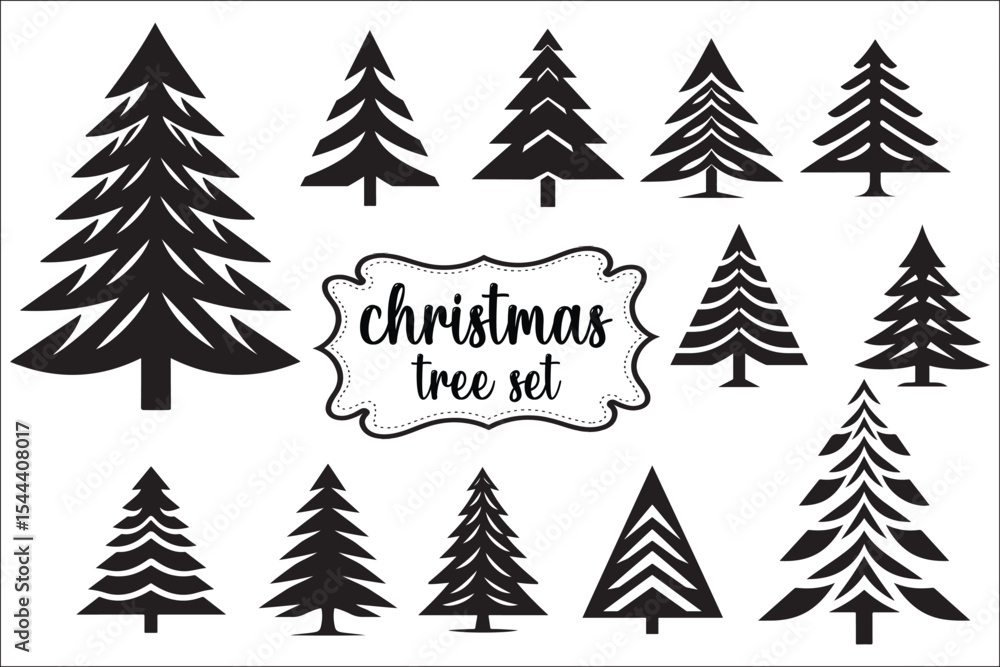 Obraz premium Christmas Tree SVG Bundle | Unique Pine & Spruce Tree Silhouettes for Crafts & Cricut