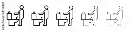 Toilet urinate icon vector outline set illustration sign