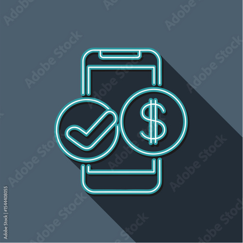 Online payment icon in flat vector on dark background, Dark Mode UI style