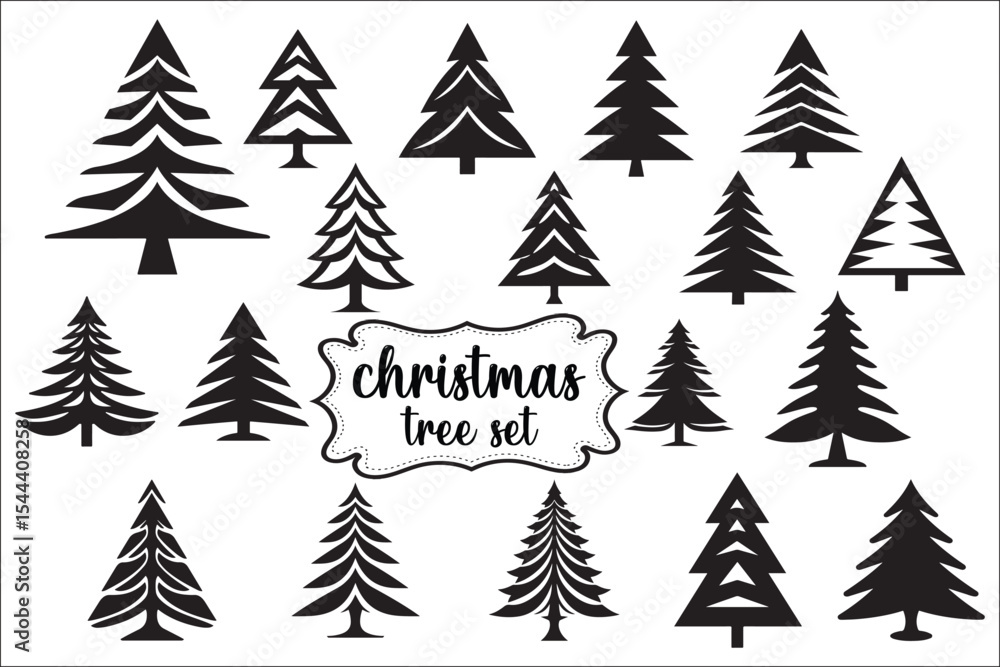Obraz premium Rustic Christmas Tree SVG Bundle | Hand-Drawn Pine Tree Silhouettes for Cricut & Crafts