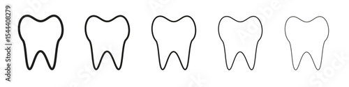 Tooth icon vector outline set illustration sign