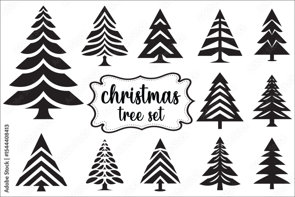 Obraz premium Christmas Tree SVG Set | Bold Pine Tree Silhouettes for Cricut, Cards, and Holiday DIY
