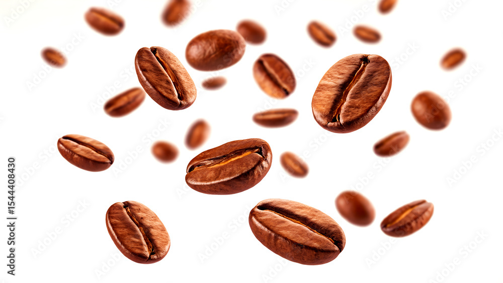 3D vector flying coffee beans with motion blur, minimalist transparent background for packaging and ads 3D vector flying coffee beans with motion blur, minimalist transparent background for packaging and ads