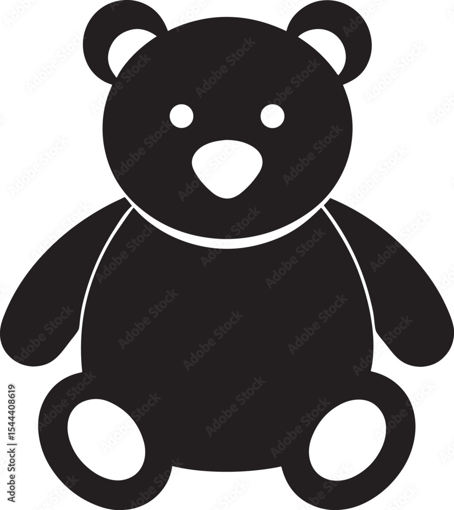 Fototapeta premium Simple teddy bear silhouette isolated on white background