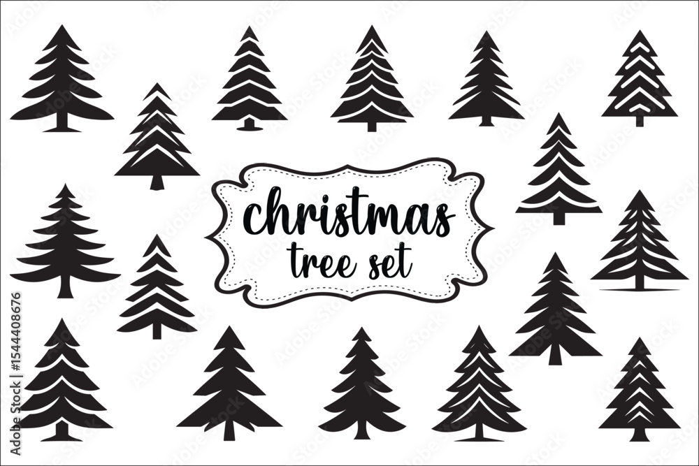 Obraz premium Modern Christmas Tree SVG Bundle | Geometric Pine Tree Clipart for Holiday Crafts, Cricut & Sublimation