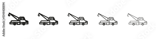 tow truck icon vector outline set illustration sign