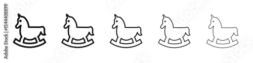 Toy horse rocking chair icon vector outline set illustration sign