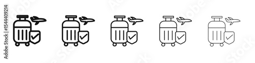 Travel insurance icon vector outline set illustration sign