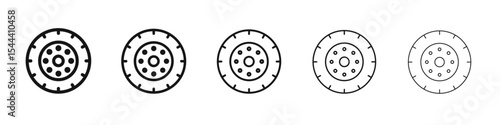 Tyre icon vector outline set illustration sign