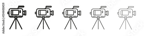 TV camera icon vector outline set illustration sign