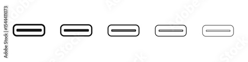 USB type c charger icon vector outline set illustration sign