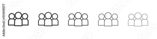 Users icon vector outline set illustration sign