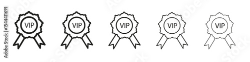 VIP icon vector outline set illustration sign
