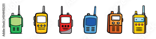Walkie talkie icon vector showing portable communication device, two-way radio, security equipment, wireless connection, handheld gadget, and emergency signal tool in tech illustration