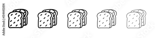 White bread icon vector outline set illustration sign