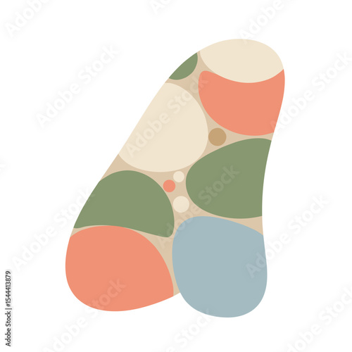 Gua sha stone with abstract botanical pattern in soft pastel colors