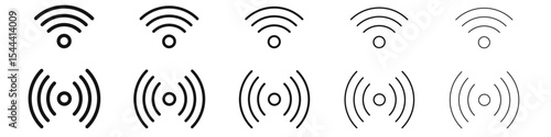 wifi signal icon vector outline set illustration sign