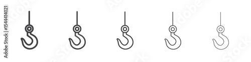 Winch hook icon vector outline set illustration sign